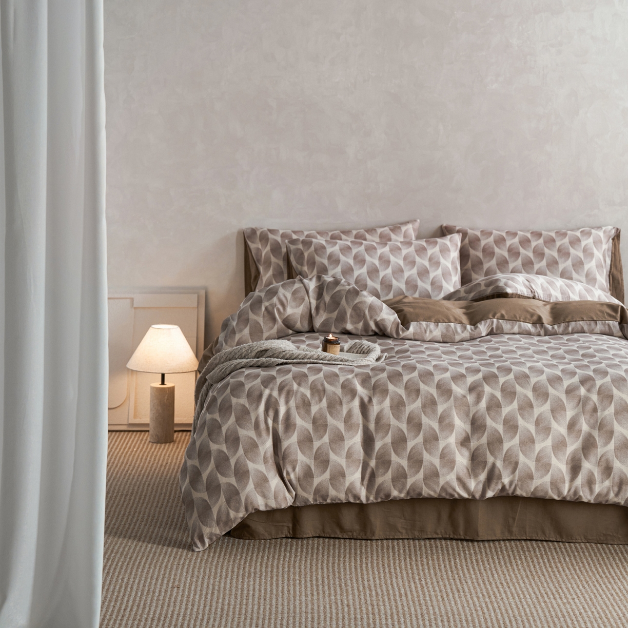 91家纺网 家纺一手货源 找家纺 如一 2026新款A类复古全棉棉麻印花四件套-第二批 浮绘