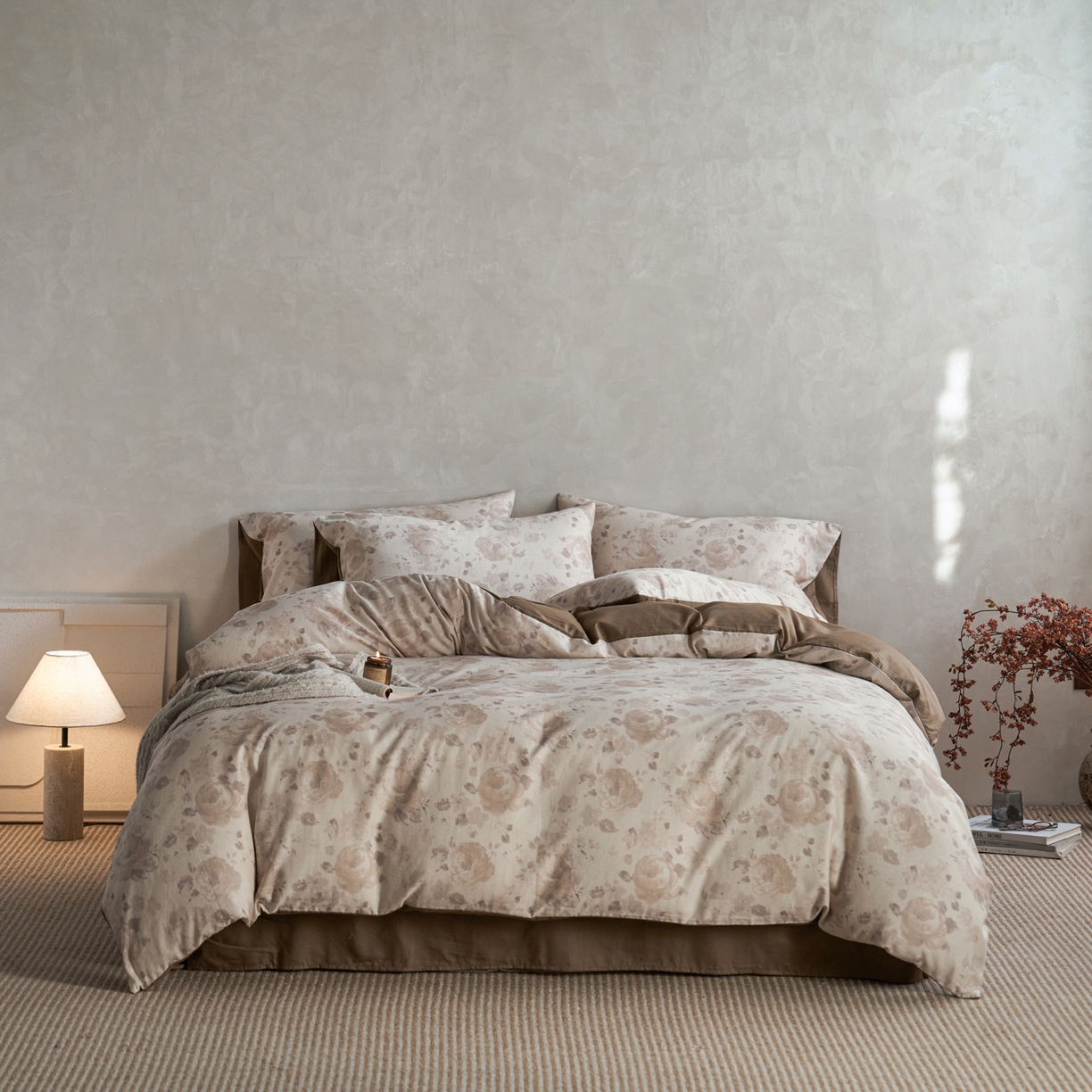 91家纺网 家纺一手货源 找家纺 如一 2026新款A类复古全棉棉麻印花四件套-第二批 花叙