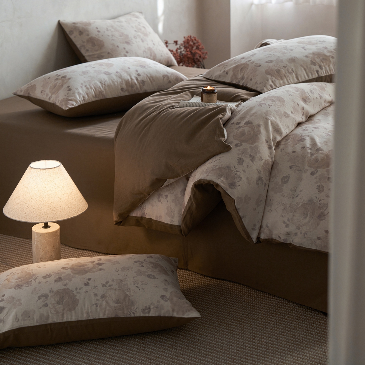 91家纺网 家纺一手货源 找家纺 如一 2026新款A类复古全棉棉麻印花四件套-第二批 花叙