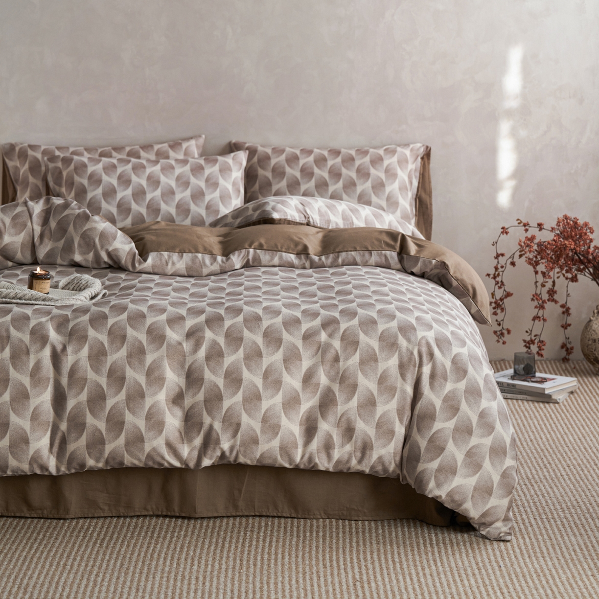 91家纺网 家纺一手货源 找家纺 如一 2026新款A类复古全棉棉麻印花四件套-第二批 浮绘