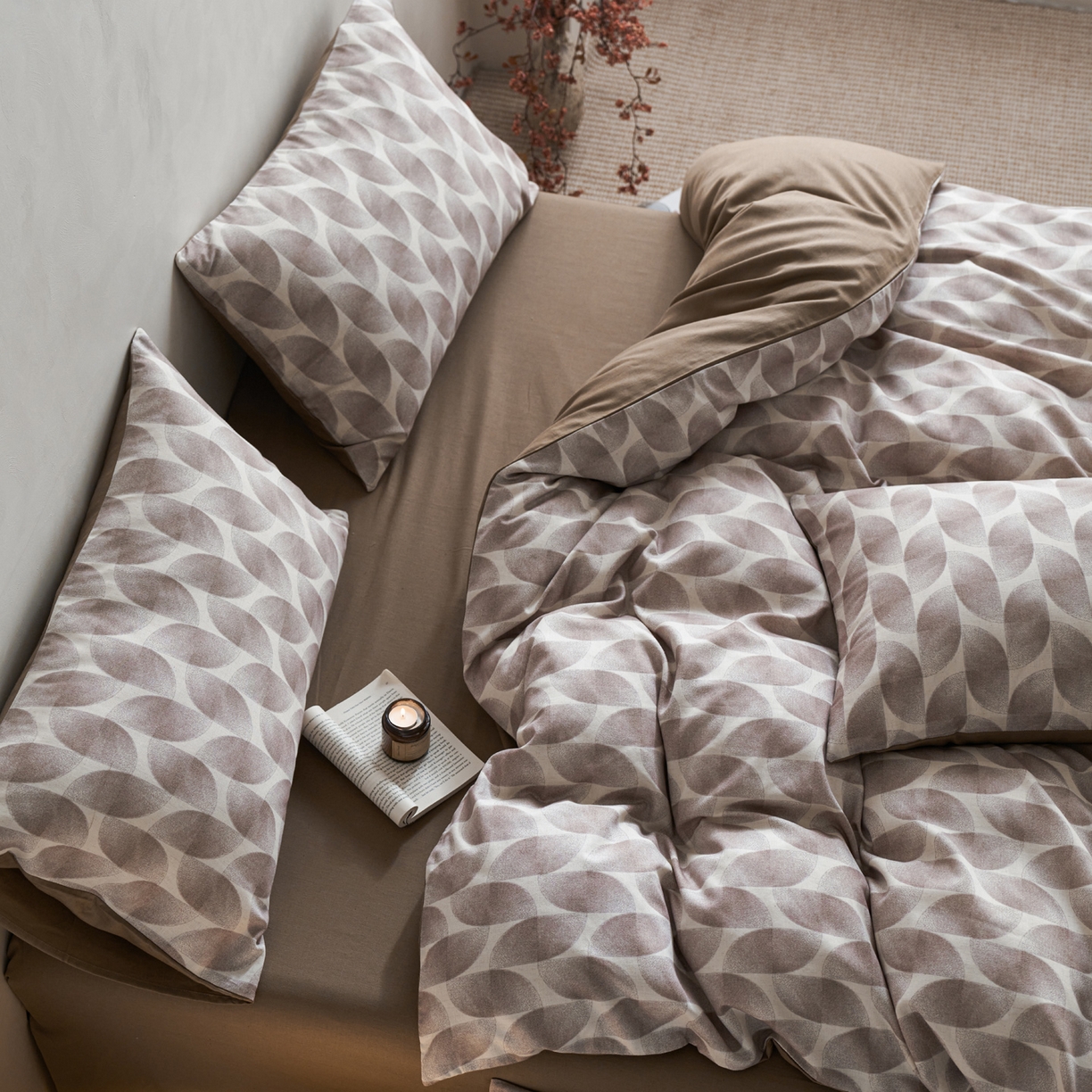 91家纺网 家纺一手货源 找家纺 如一 2026新款A类复古全棉棉麻印花四件套-第二批 浮绘