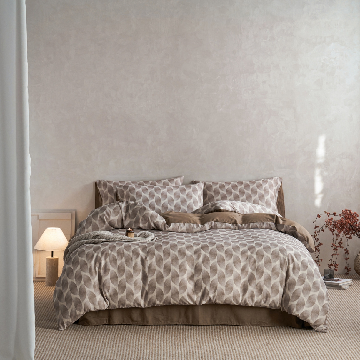 91家纺网 家纺一手货源 找家纺 如一 2026新款A类复古全棉棉麻印花四件套-第二批 浮绘