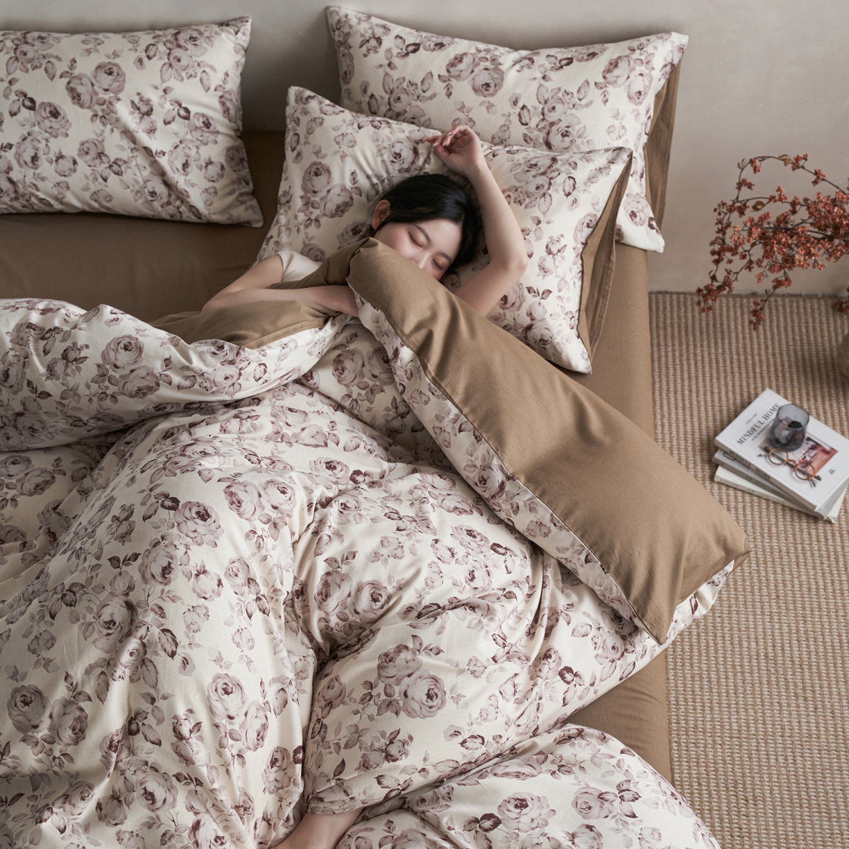 91家纺网 家纺一手货源 找家纺 如一 2026新款A类复古全棉棉麻印花四件套-第二批 墨染