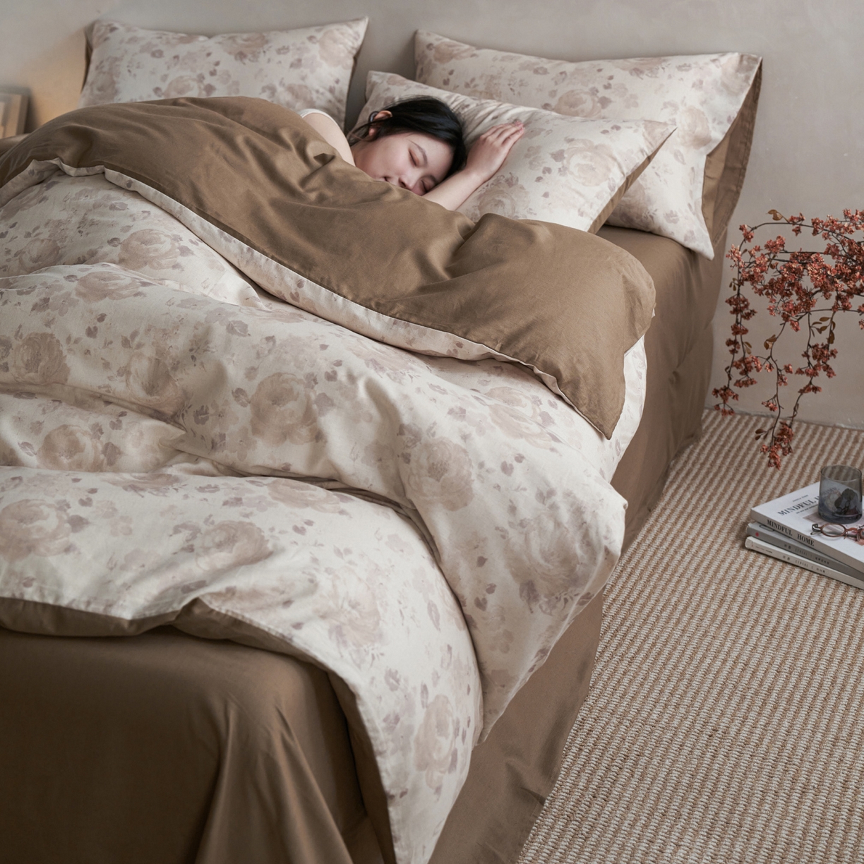 91家纺网 家纺一手货源 找家纺 如一 2026新款A类复古全棉棉麻印花四件套-第二批 花叙