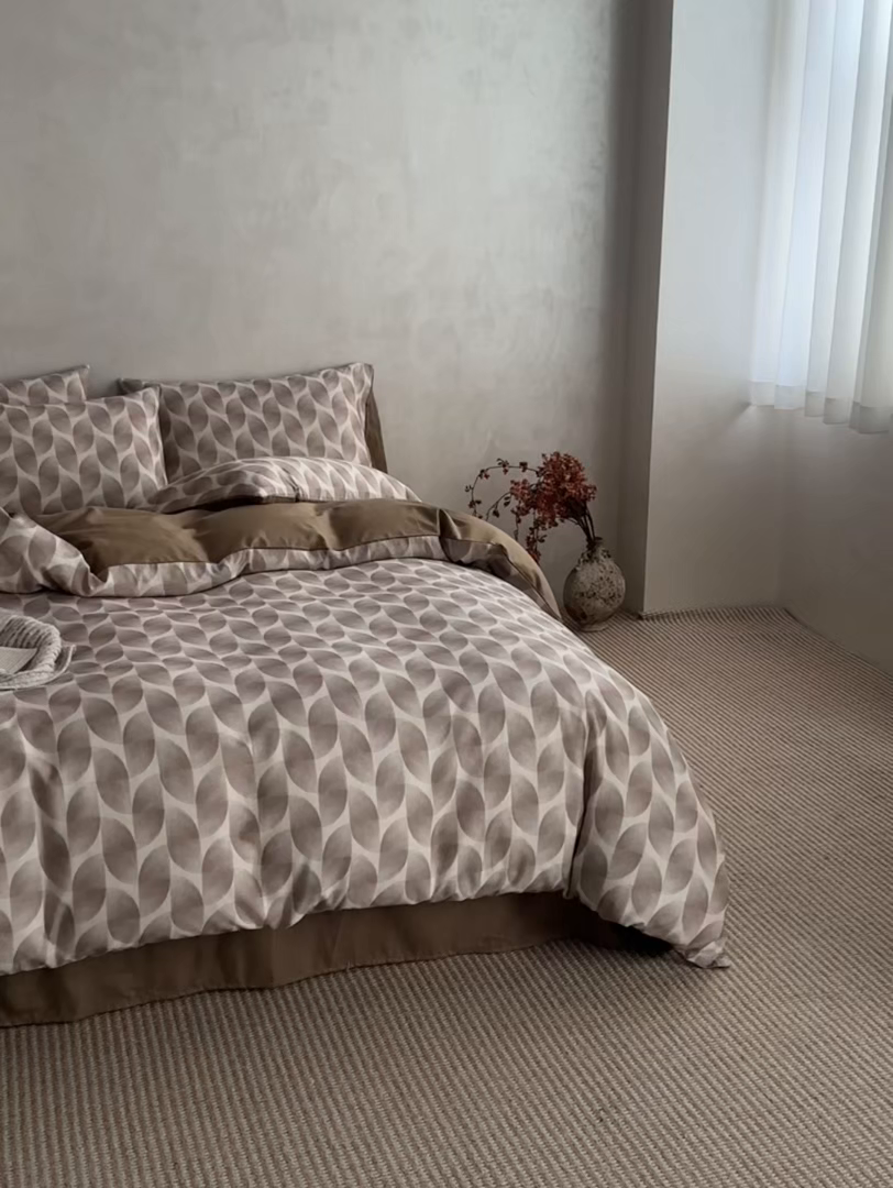 91家纺网 家纺一手货源 找家纺 如一 2026新款A类复古全棉棉麻印花四件套-第二批 浮绘