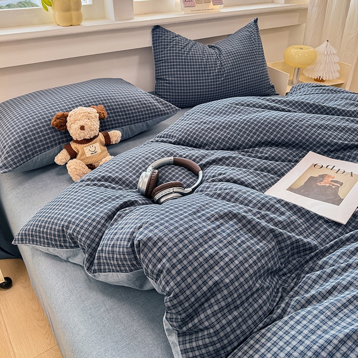 91家纺网 家纺一手货源 找家纺 梦依依 2026新款全棉色织水洗棉拉链款四件套 巴赫兰