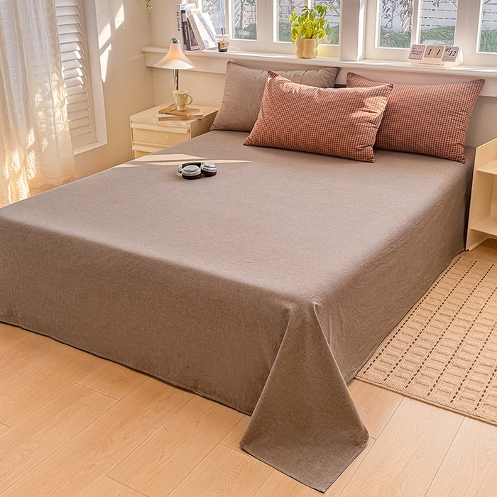 91家纺网 家纺一手货源 找家纺 梦依依 2026新款全棉色织水洗棉拉链款四件套 琥珀红