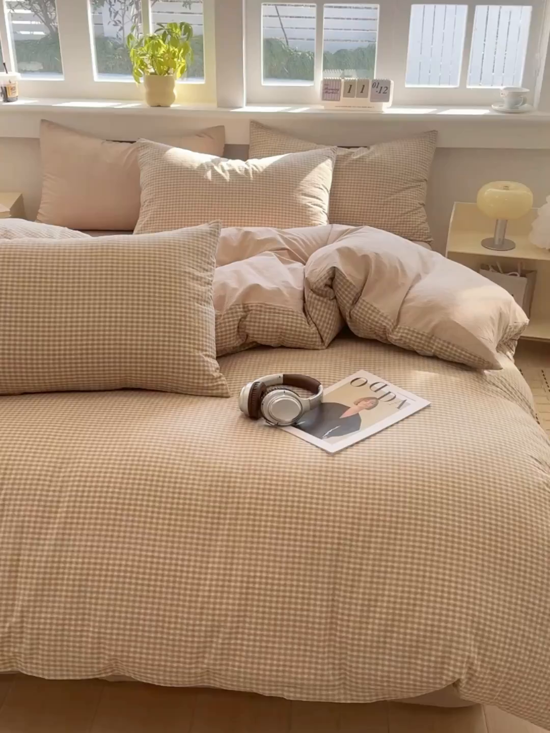 91家纺网 家纺一手货源 找家纺 梦依依 2026新款全棉色织水洗棉拉链款四件套 琥珀灰