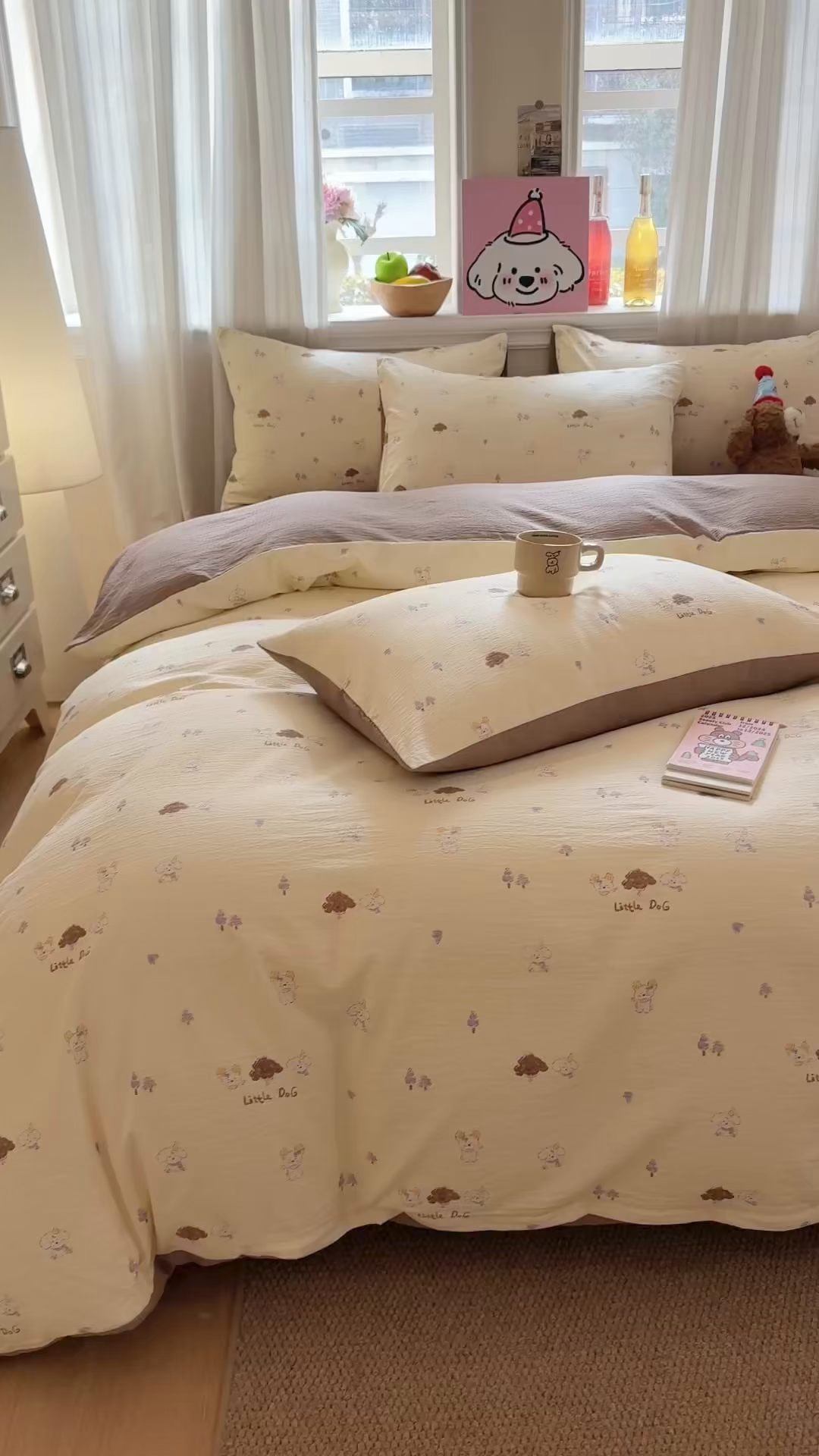 91家纺网 家纺一手货源 找家纺 鑫佳居 2026新款水洗针织提花双层纱四件套 紫夜玫瑰