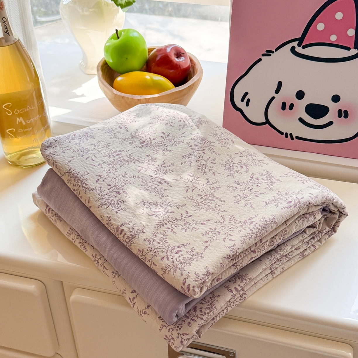 91家纺网 家纺一手货源 找家纺 鑫佳居 2026新款水洗针织提花双层纱四件套 组合图 仅供参考不可下单