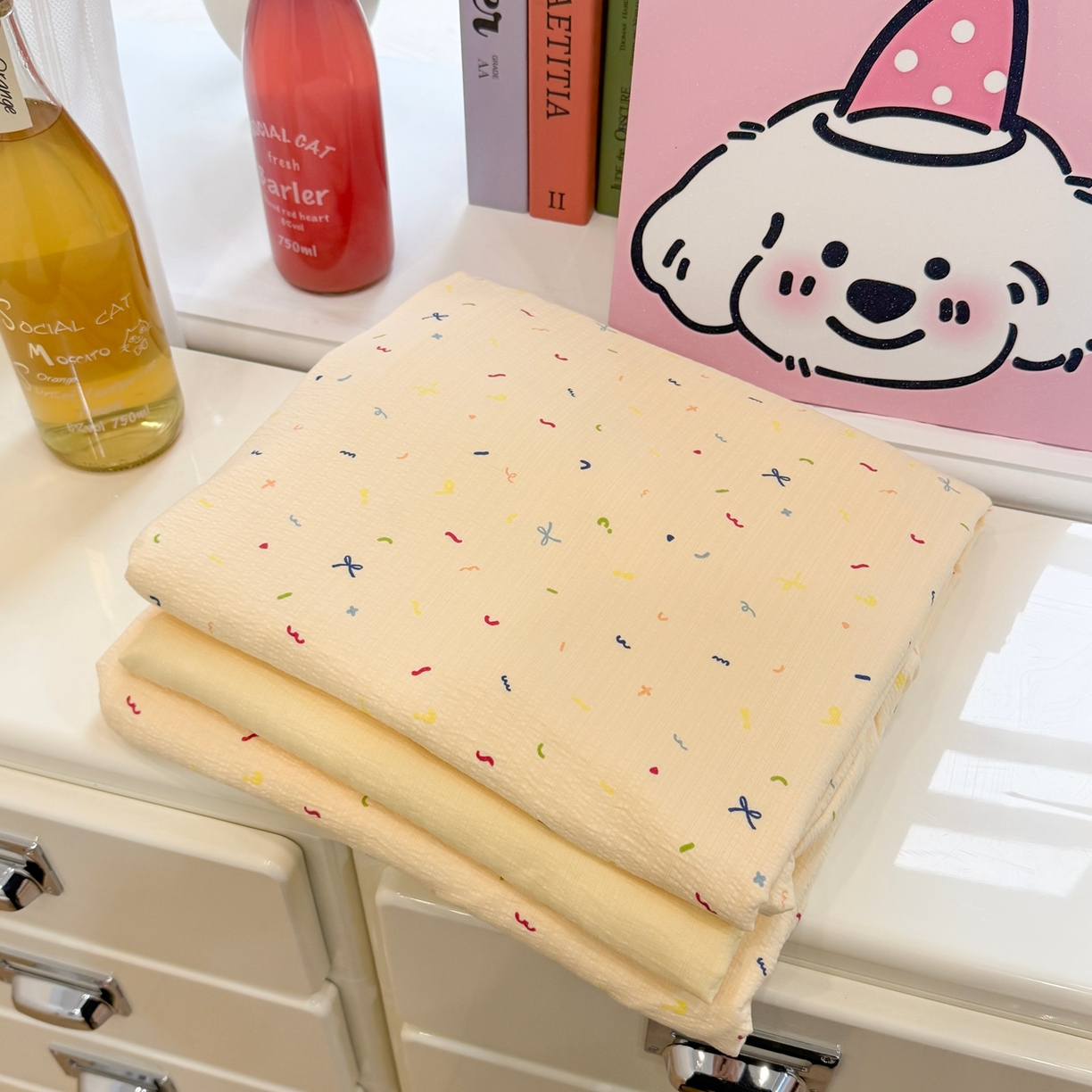 91家纺网 家纺一手货源 找家纺 鑫佳居 2026新款水洗针织提花双层纱四件套 组合图 仅供参考不可下单