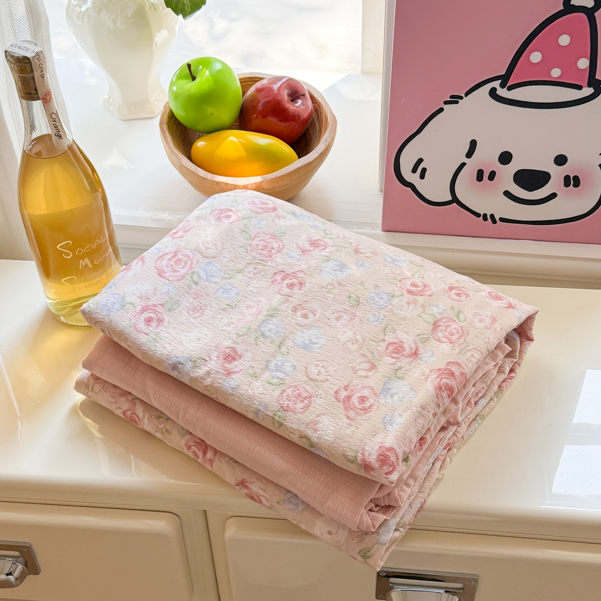 91家纺网 家纺一手货源 找家纺 鑫佳居 2026新款水洗针织提花双层纱四件套 组合图 仅供参考不可下单