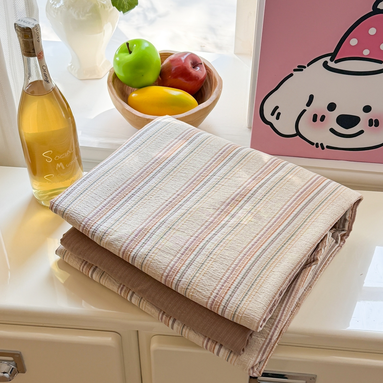 91家纺网 家纺一手货源 找家纺 鑫佳居 2026新款水洗针织提花双层纱四件套 组合图 仅供参考不可下单