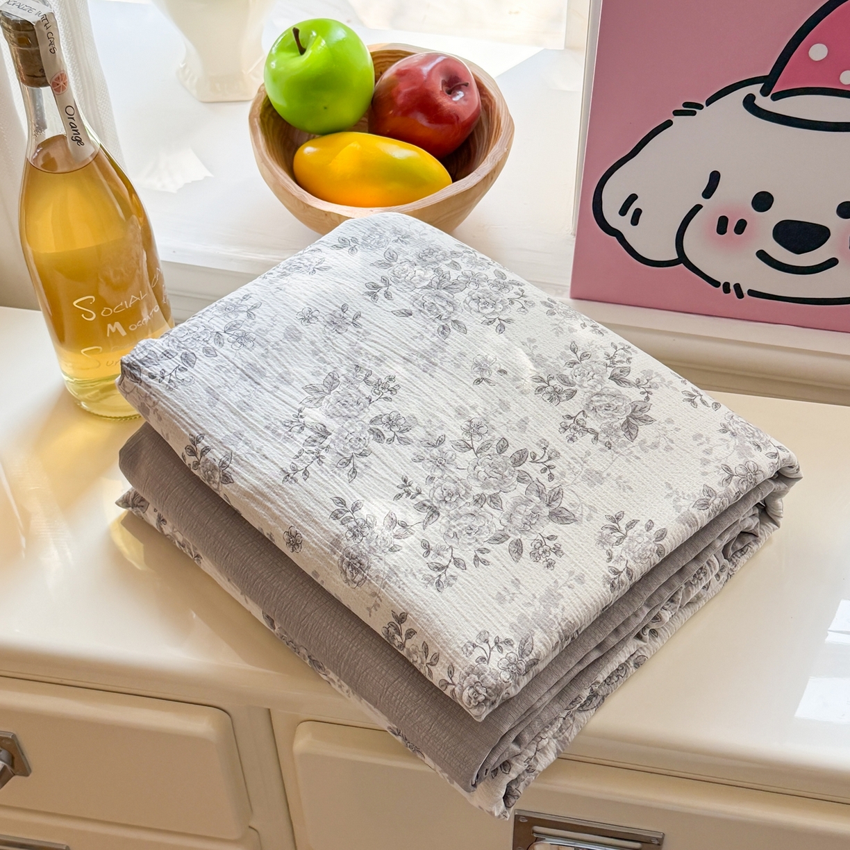 91家纺网 家纺一手货源 找家纺 鑫佳居 2026新款水洗针织提花双层纱四件套 组合图 仅供参考不可下单