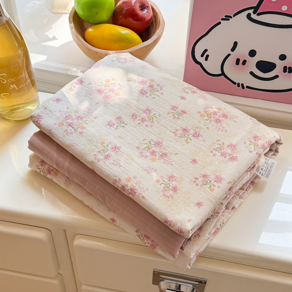 91家纺网 家纺一手货源 找家纺 鑫佳居 2026新款水洗针织提花双层纱四件套 组合图 仅供参考不可下单