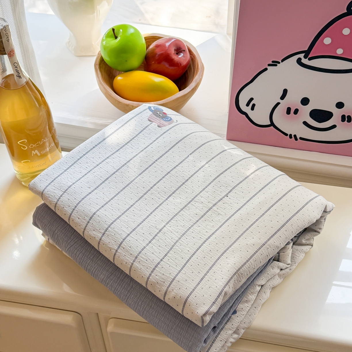 91家纺网 家纺一手货源 找家纺 鑫佳居 2026新款水洗针织提花双层纱四件套 组合图 仅供参考不可下单