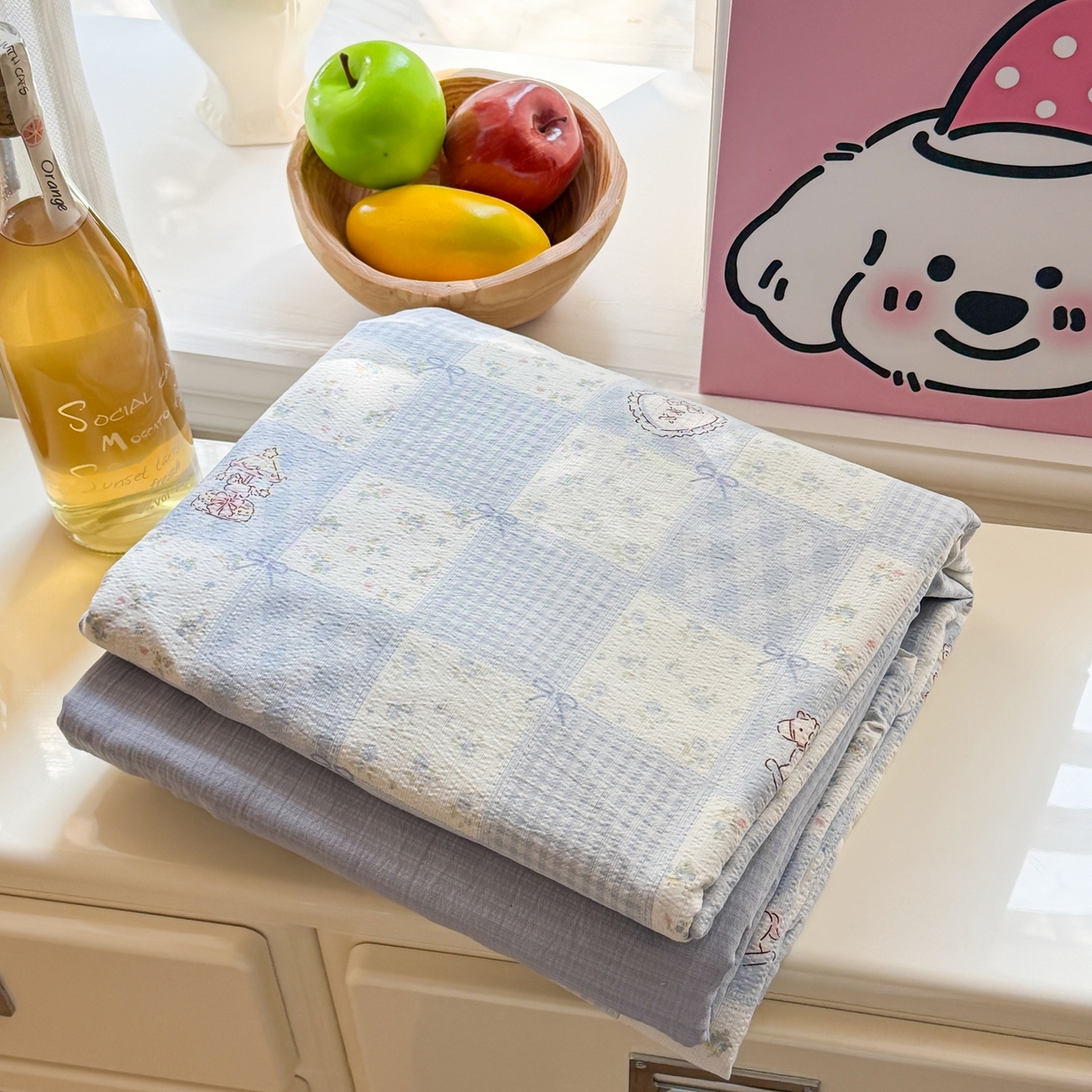 91家纺网 家纺一手货源 找家纺 鑫佳居 2026新款水洗针织提花双层纱四件套 组合图 仅供参考不可下单