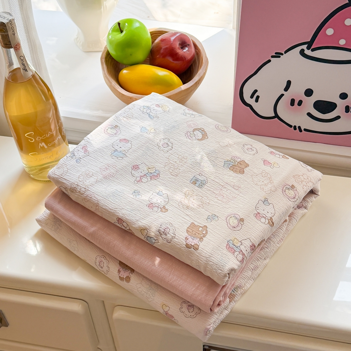 91家纺网 家纺一手货源 找家纺 鑫佳居 2026新款水洗针织提花双层纱四件套 组合图 仅供参考不可下单