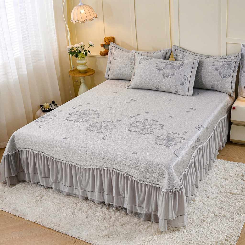 91家纺网 家纺一手货源 找家纺 （总）青雅席业 2026年新款A类提花工艺凉感豆豆席床单款-水中花