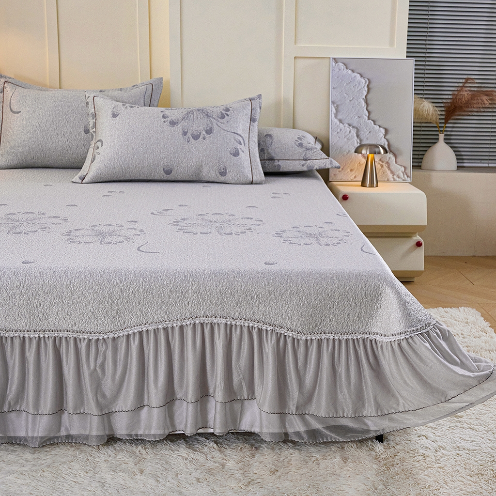 91家纺网 家纺一手货源 找家纺 （总）青雅席业 2026年新款A类提花工艺凉感豆豆席床单款-水中花