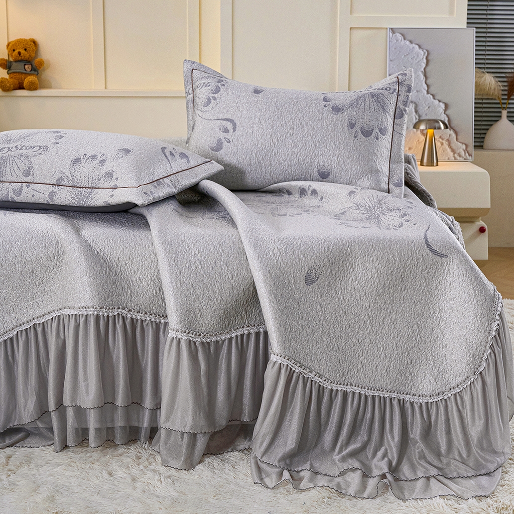 91家纺网 家纺一手货源 找家纺 （总）青雅席业 2026年新款A类提花工艺凉感豆豆席床单款-水中花