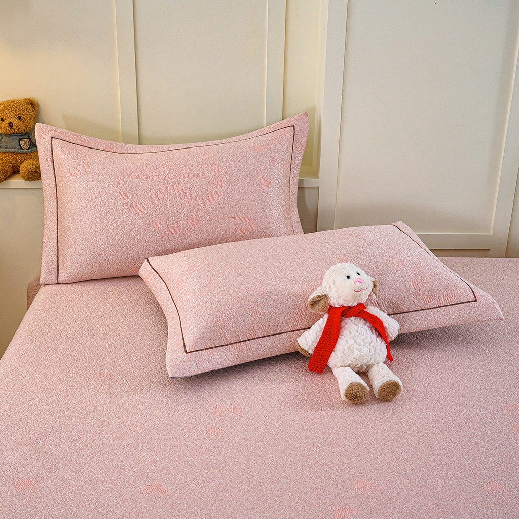 91家纺网 家纺一手货源 找家纺 青雅席业 2026年新款A类提花工艺凉感豆豆席床单款-水中花 床单款-水中花-粉