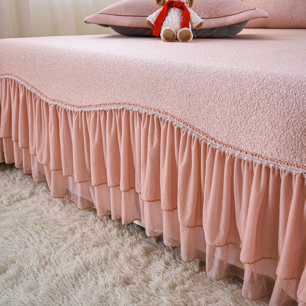 91家纺网 家纺一手货源 找家纺 青雅席业 2026年新款A类提花工艺凉感豆豆席床单款-水中花 床单款-水中花-粉