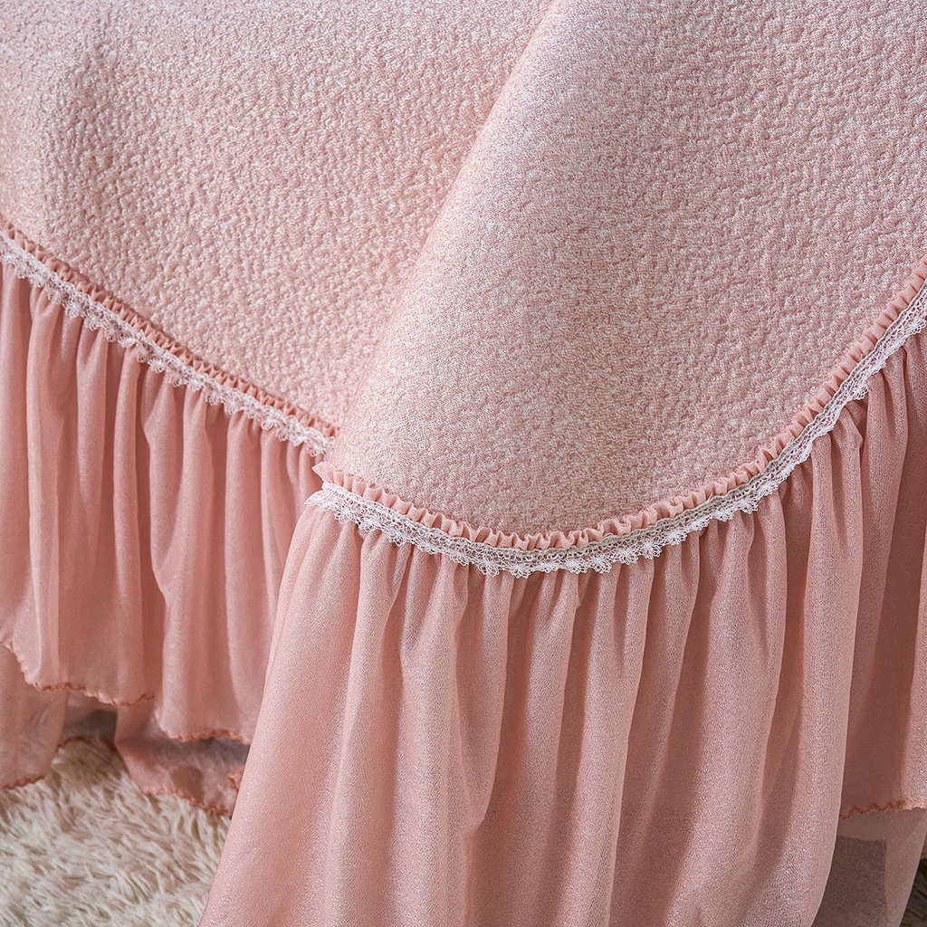 91家纺网 家纺一手货源 找家纺 青雅席业 2026年新款A类提花工艺凉感豆豆席床单款-水中花 床单款-水中花-粉