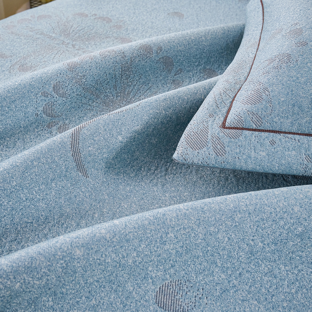 91家纺网 家纺一手货源 找家纺 青雅席业 2026年新款A类提花工艺凉感豆豆席床单款-水中花 床单款-水中花-蓝