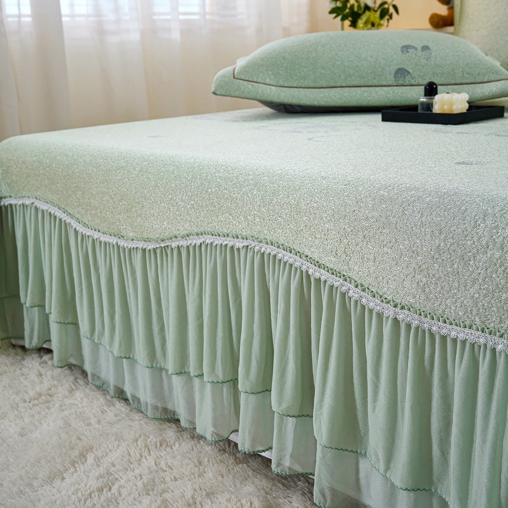 91家纺网 家纺一手货源 找家纺 青雅席业 2026年新款A类提花工艺凉感豆豆席床单款-水中花 