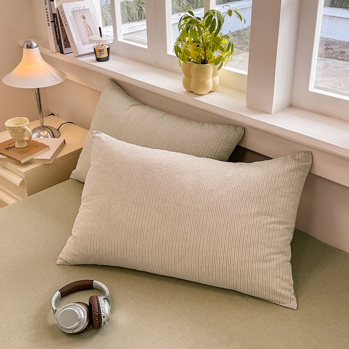 91家纺网 家纺一手货源 找家纺 梦依依 2026新款全棉色织水洗棉拉链款四件套 玛丽绿