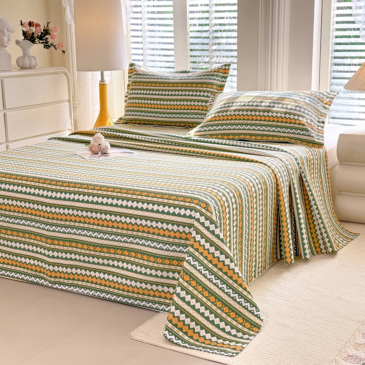 91家纺网 家纺一手货源 找家纺 （总）木易家居 2026新款原棉老粗布床单凉席三件套