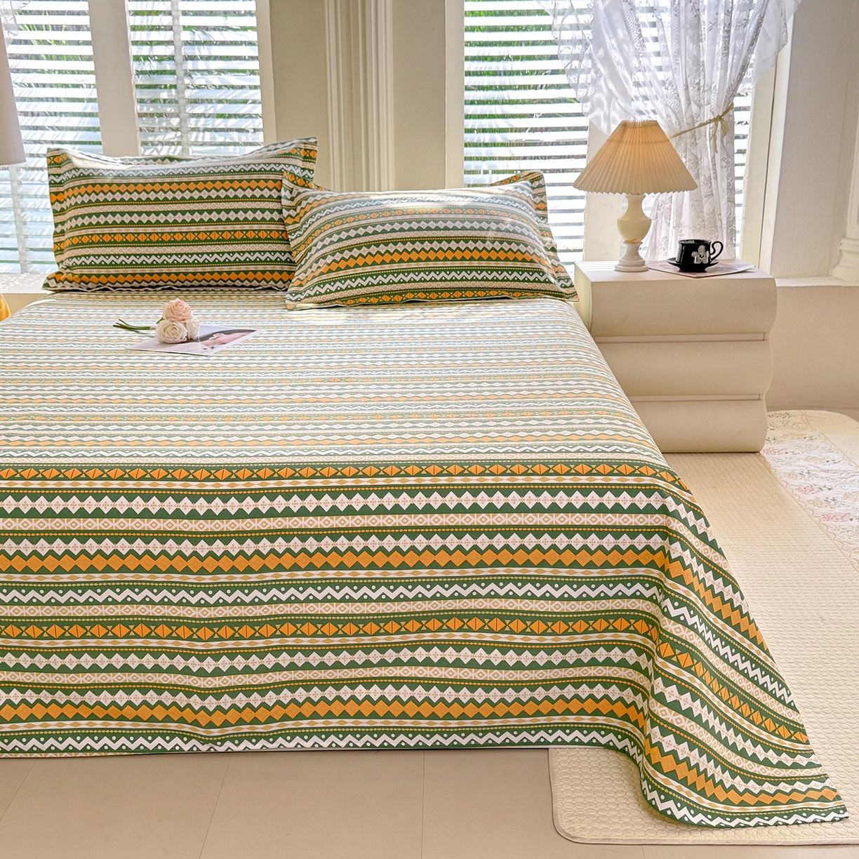 91家纺网 家纺一手货源 找家纺 （总）木易家居 2026新款原棉老粗布床单凉席三件套