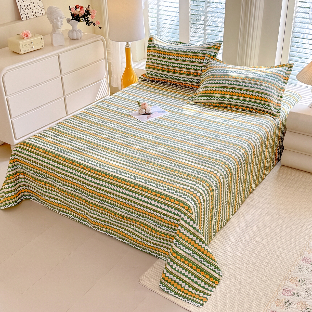 91家纺网 家纺一手货源 找家纺 （总）木易家居 2026新款原棉老粗布床单凉席三件套