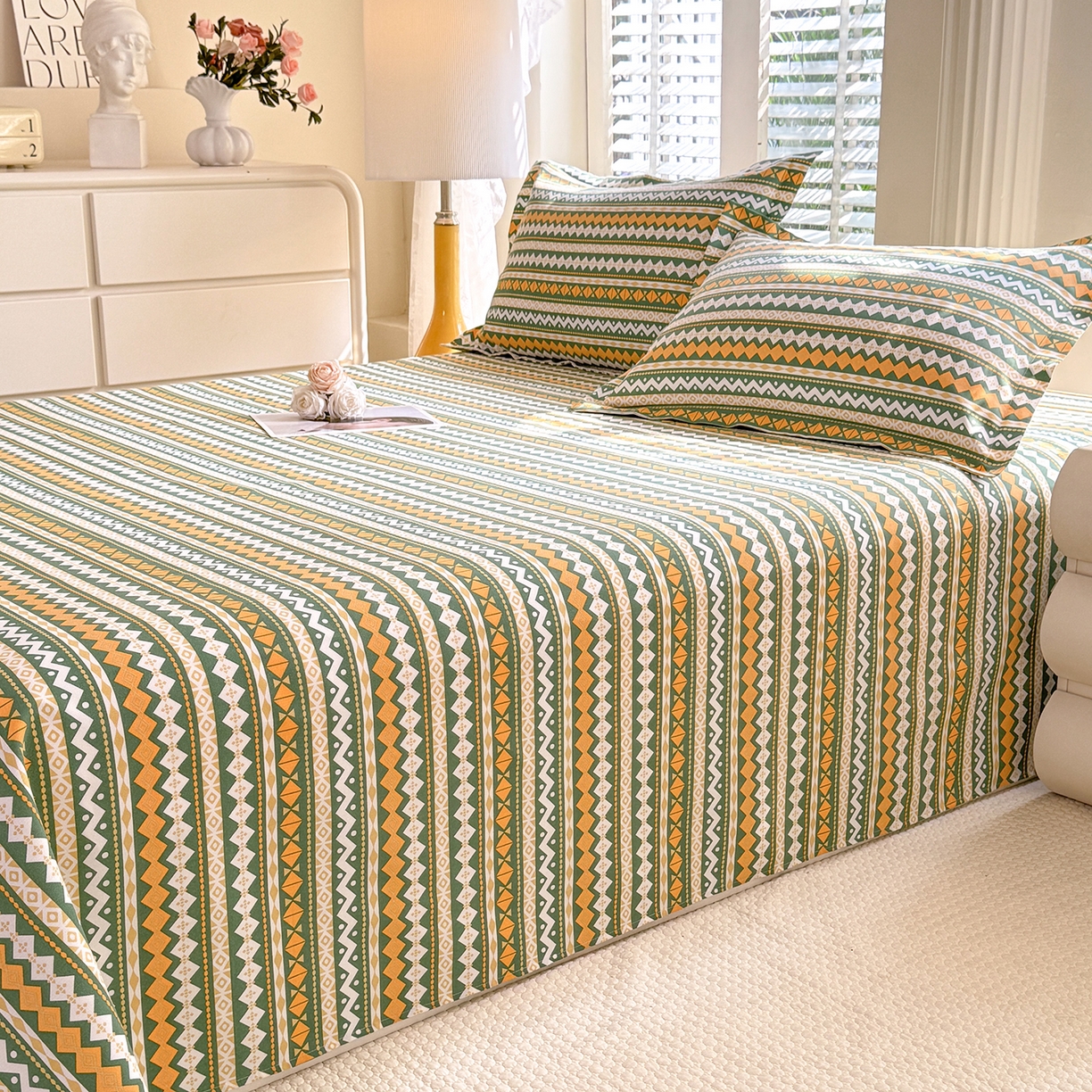 91家纺网 家纺一手货源 找家纺 （总）木易家居 2026新款原棉老粗布床单凉席三件套