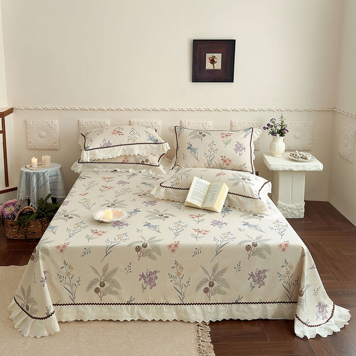 91家纺网 家纺一手货源 找家纺 （总）乐朵家居 2026新款 全棉棉麻 老粗布 凉席三件套