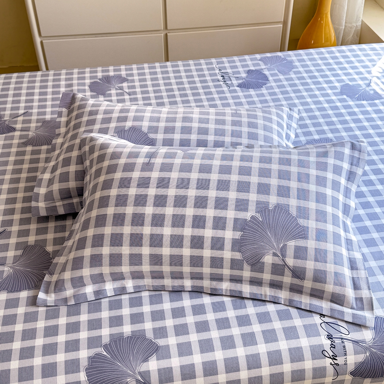 91家纺网 家纺一手货源 找家纺 木易家居 2026新款原棉老粗布床单凉席三件套 丛草集