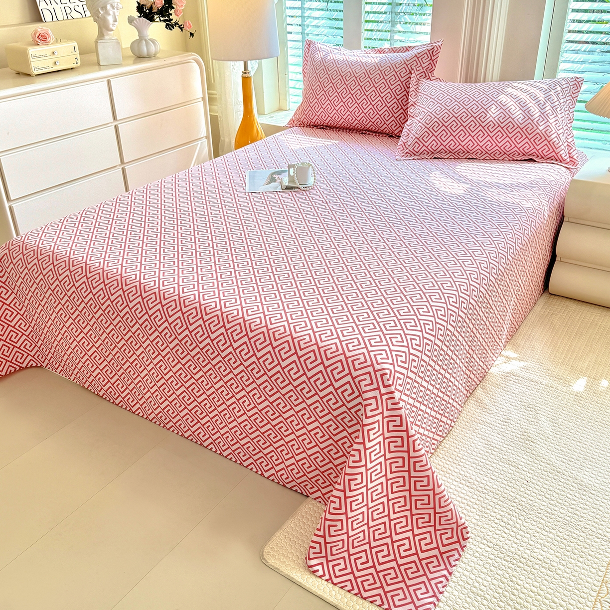 91家纺网 家纺一手货源 找家纺 木易 2026新款原棉老粗布床单凉席三件套 蒂娜