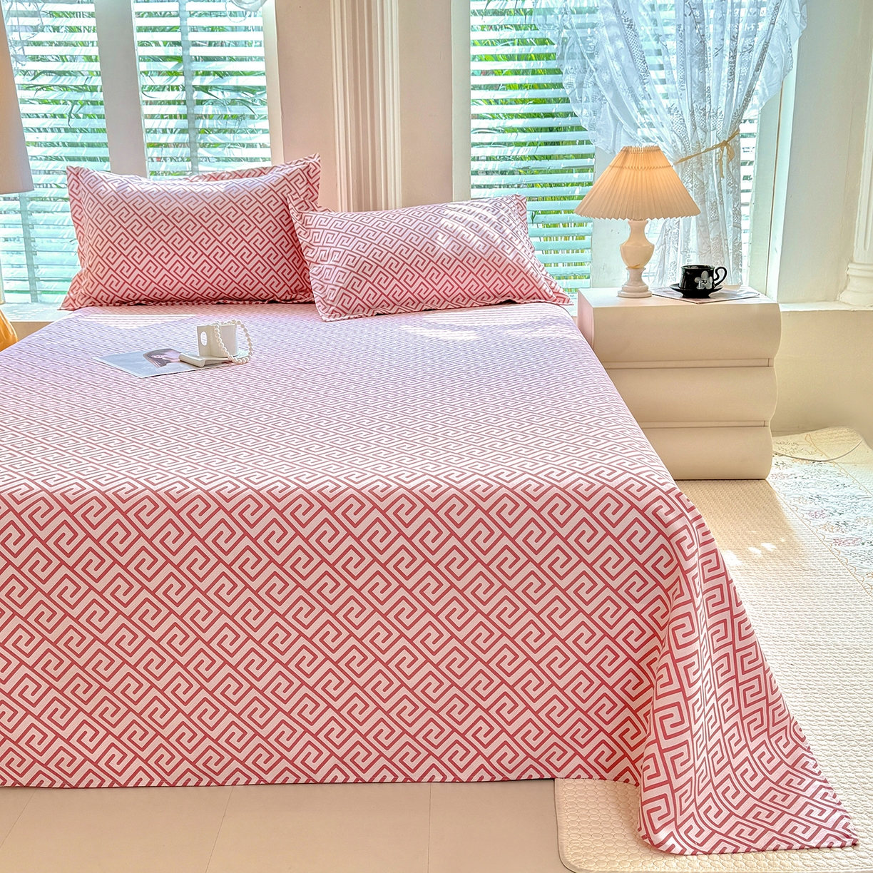 91家纺网 家纺一手货源 找家纺 木易 2026新款原棉老粗布床单凉席三件套 蒂娜