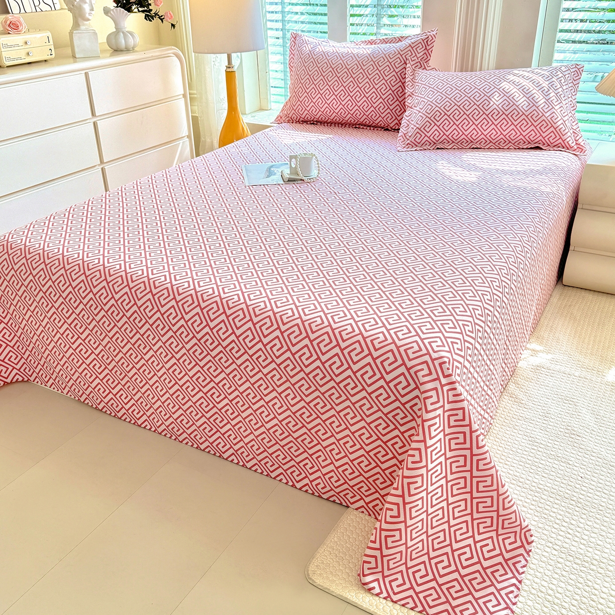 91家纺网 家纺一手货源 找家纺 木易 2026新款原棉老粗布床单凉席三件套 蒂娜