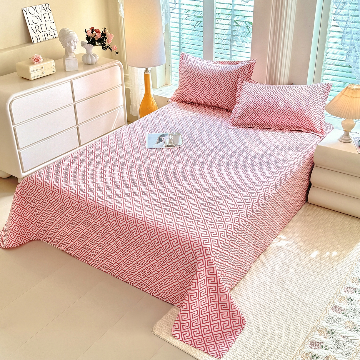 91家纺网 家纺一手货源 找家纺 木易 2026新款原棉老粗布床单凉席三件套 蒂娜