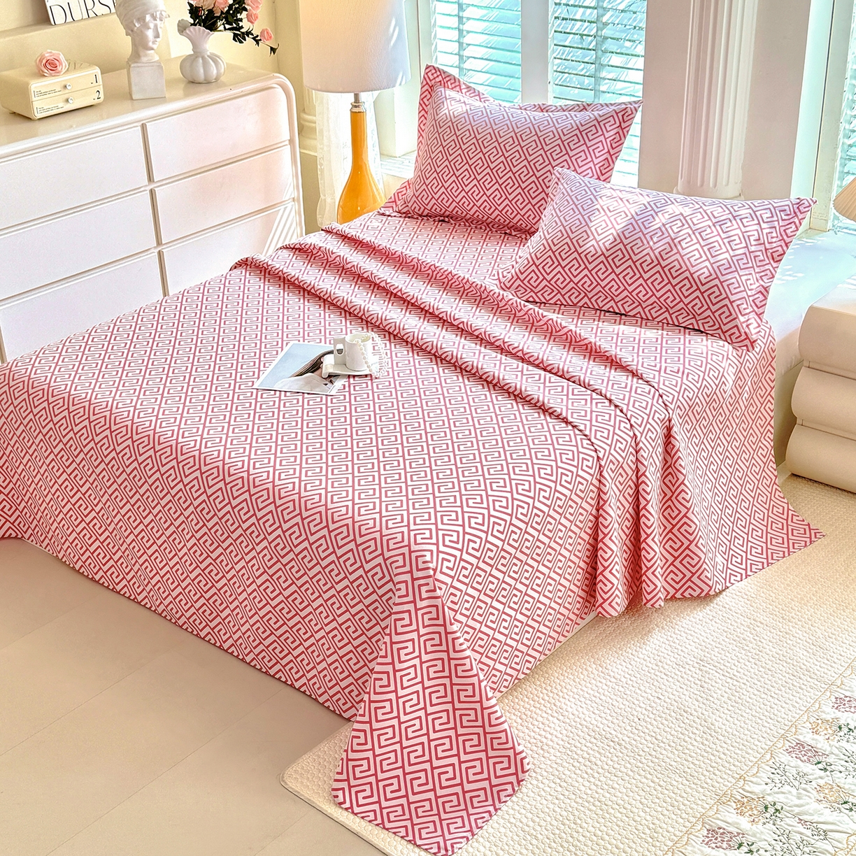 91家纺网 家纺一手货源 找家纺 木易 2026新款原棉老粗布床单凉席三件套 蒂娜