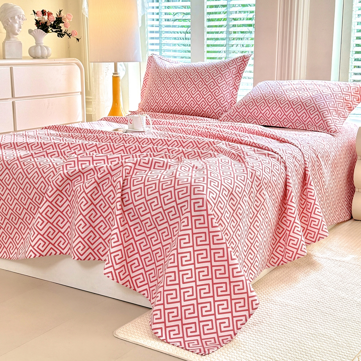 91家纺网 家纺一手货源 找家纺 木易 2026新款原棉老粗布床单凉席三件套 蒂娜