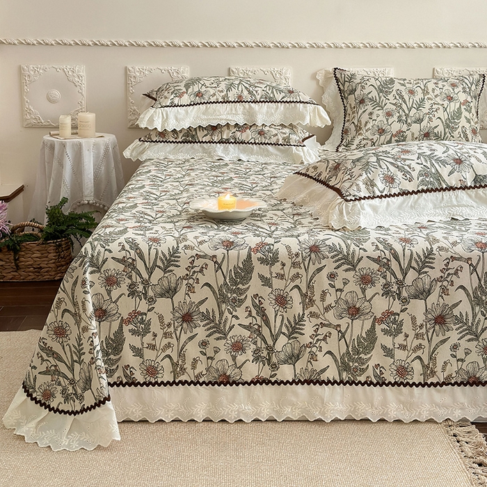 91家纺网 家纺一手货源 找家纺 （总）乐朵家居 2026新款 全棉棉麻 老粗布 凉席三件套