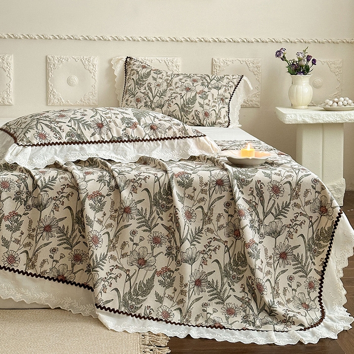 91家纺网 家纺一手货源 找家纺 （总）乐朵家居 2026新款 全棉棉麻 老粗布 凉席三件套