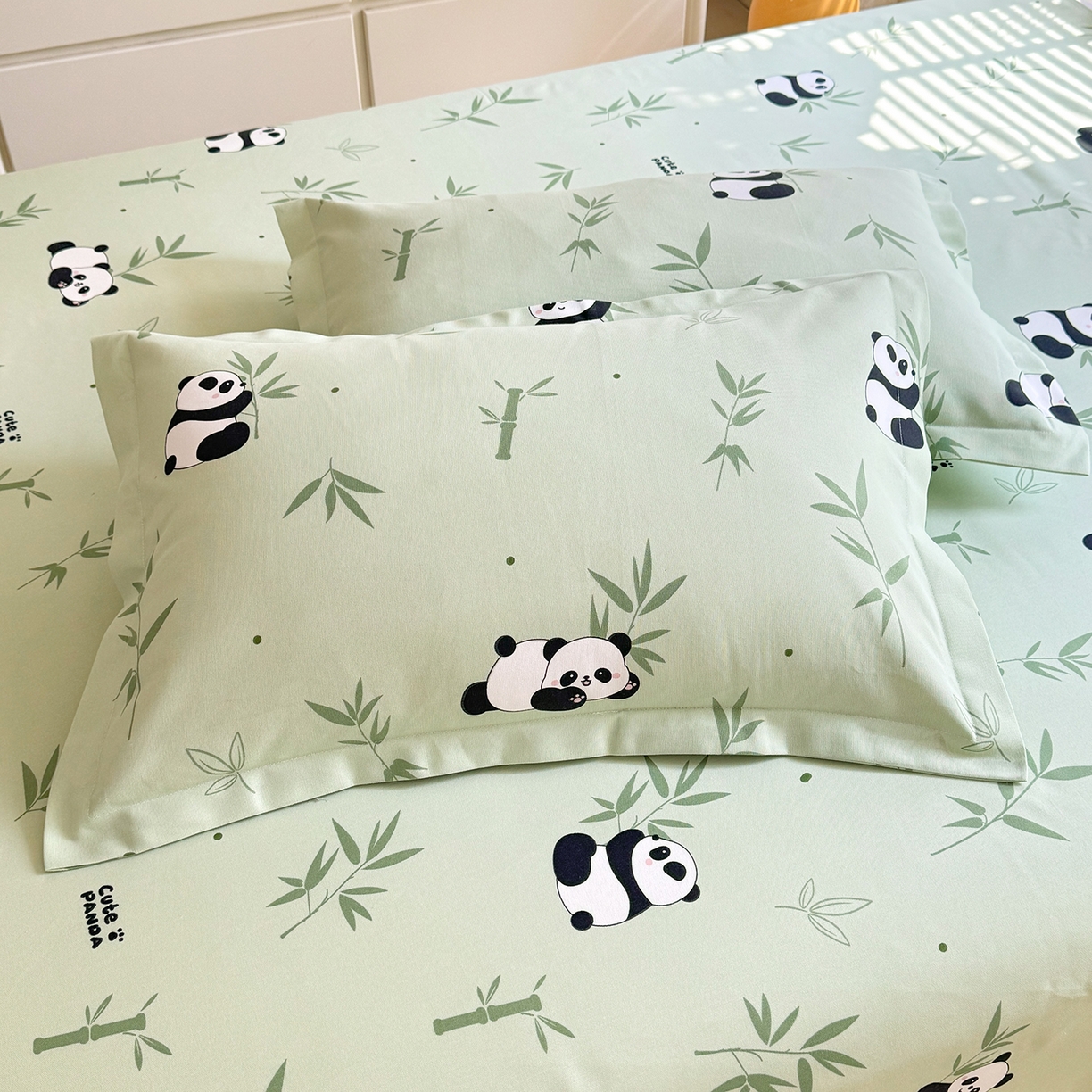 91家纺网 家纺一手货源 找家纺 木易家居 2026新款原棉老粗布床单凉席三件套 憨憨熊