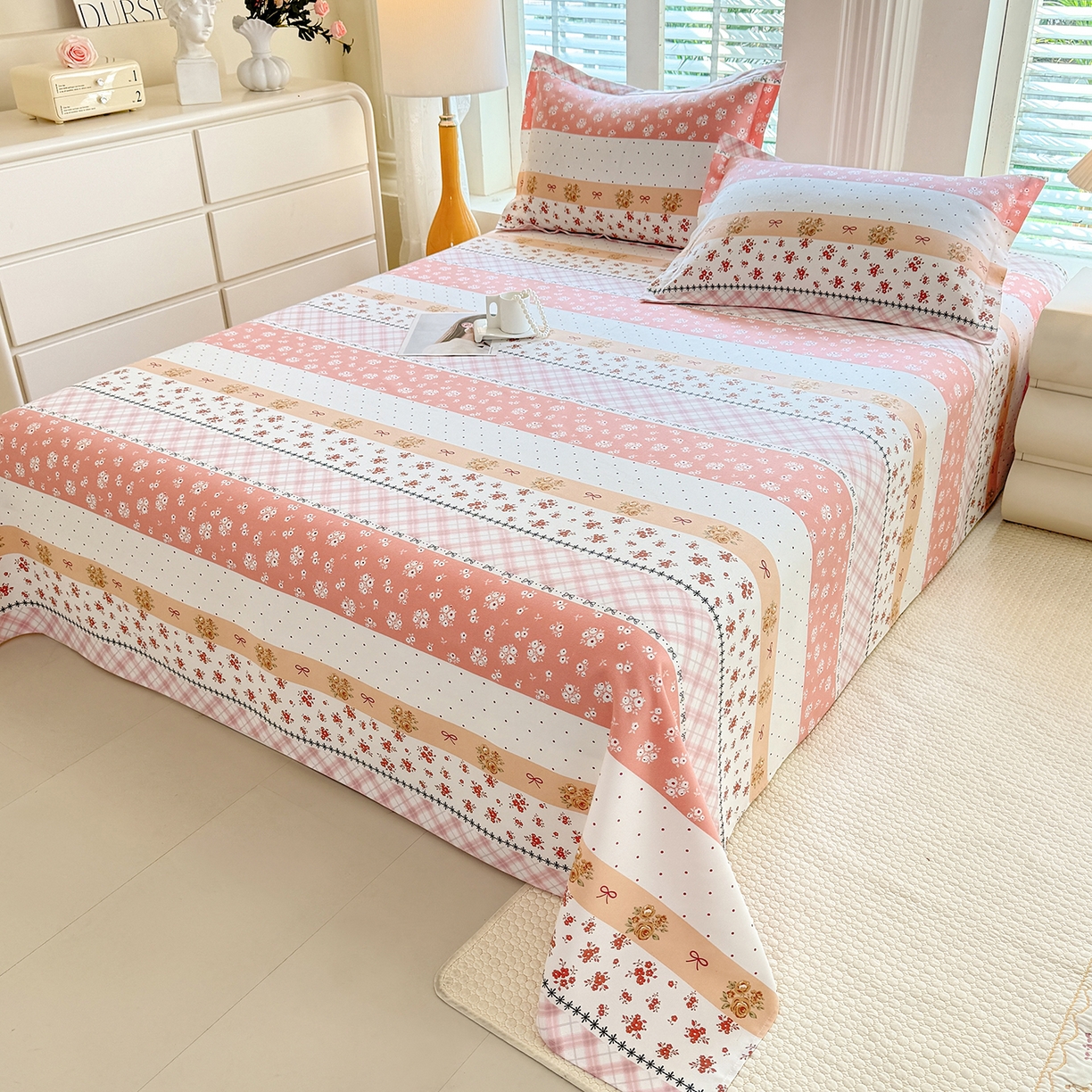 91家纺网 家纺一手货源 找家纺 木易家居 2026新款原棉老粗布床单凉席三件套 花魅影