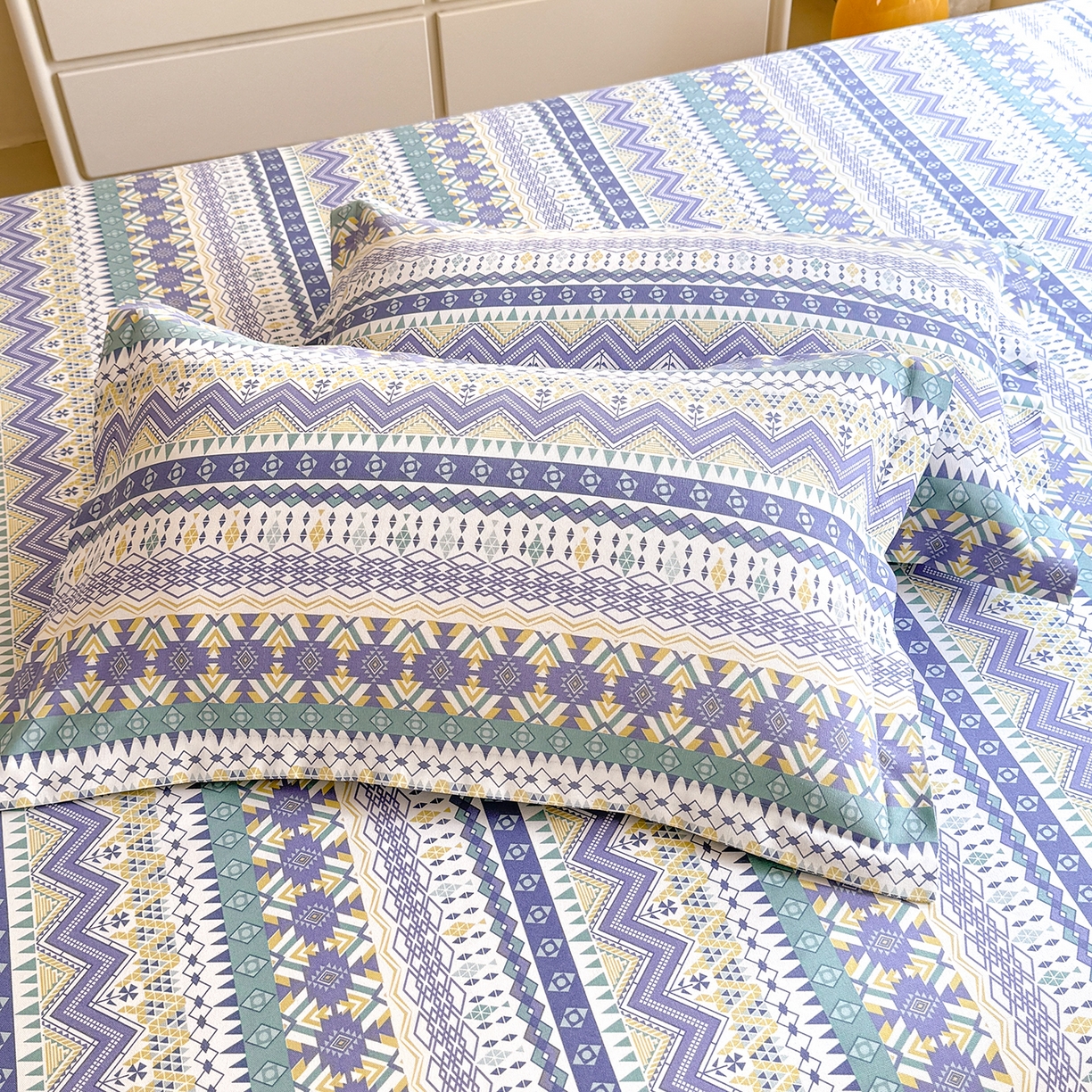 91家纺网 家纺一手货源 找家纺 木易家居 2026新款原棉老粗布床单凉席三件套 魅力欧风