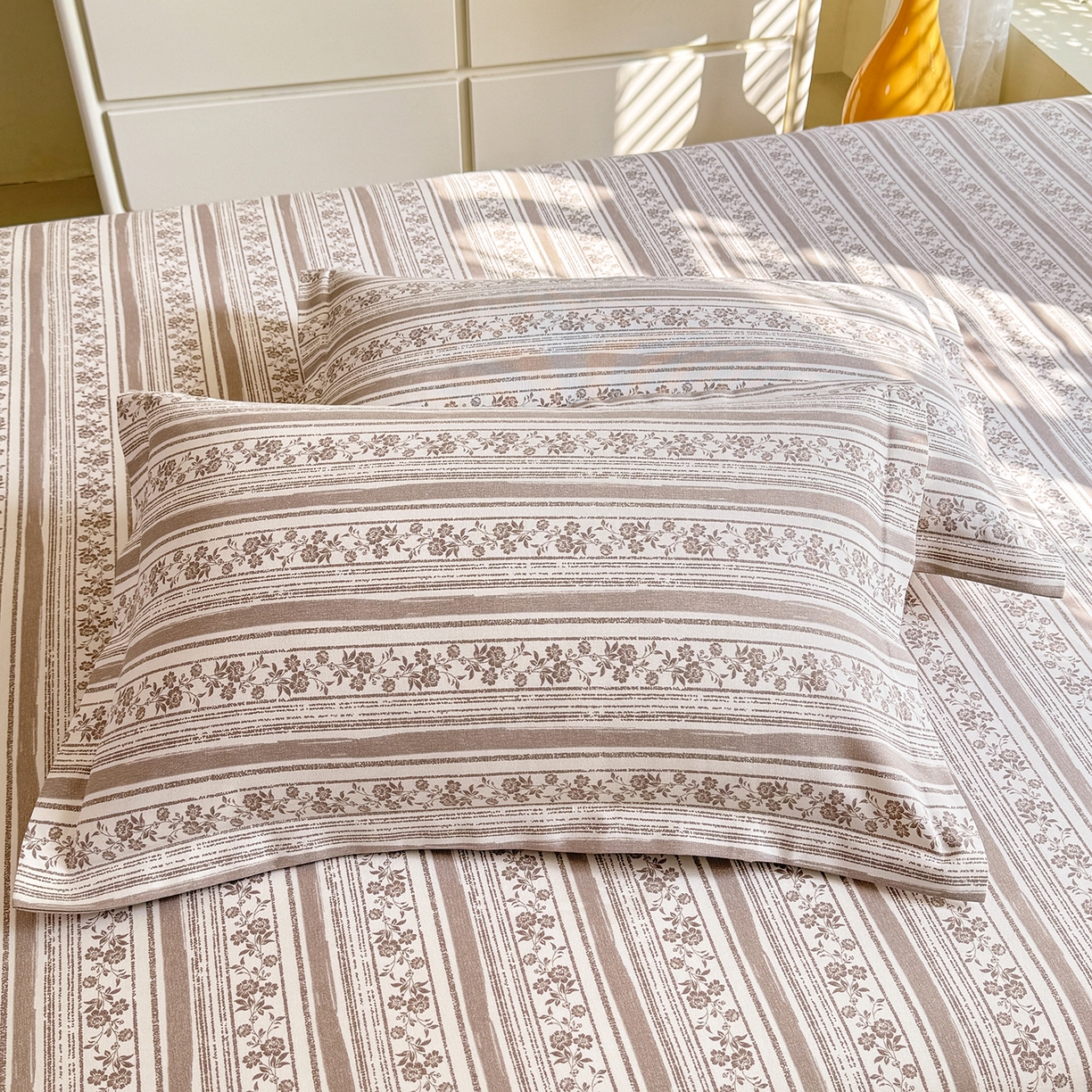 91家纺网 家纺一手货源 找家纺 木易 2026新款原棉老粗布床单凉席三件套 迷梦花语