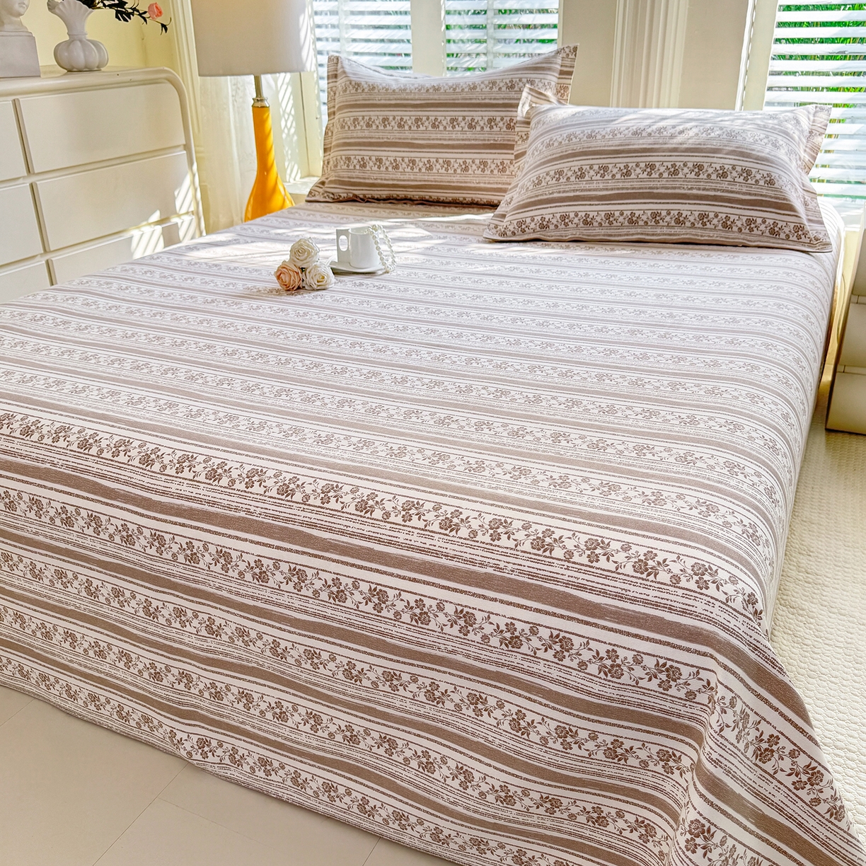 91家纺网 家纺一手货源 找家纺 木易 2026新款原棉老粗布床单凉席三件套 迷梦花语